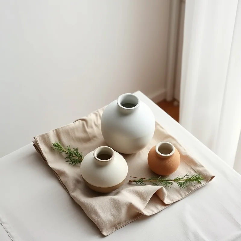 Ceramic vase set styled in a home setting
