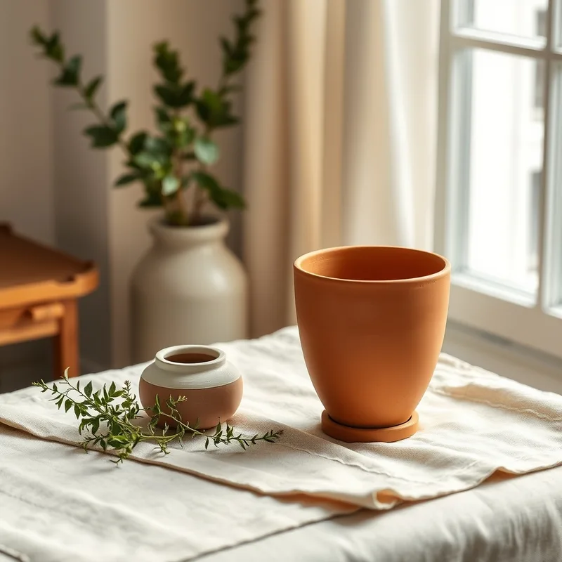 Terracotta planter styled in a home setting